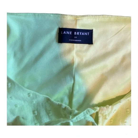 Lane Bryant | neon yellow Swiss dot flutter sleeve top - Picture 5 of 6